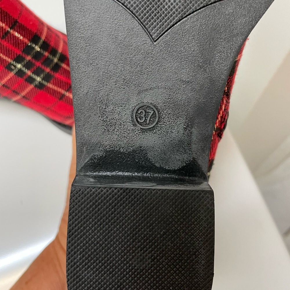 Plaid Ankle Boots - Red and Black - Picture 2 of 3